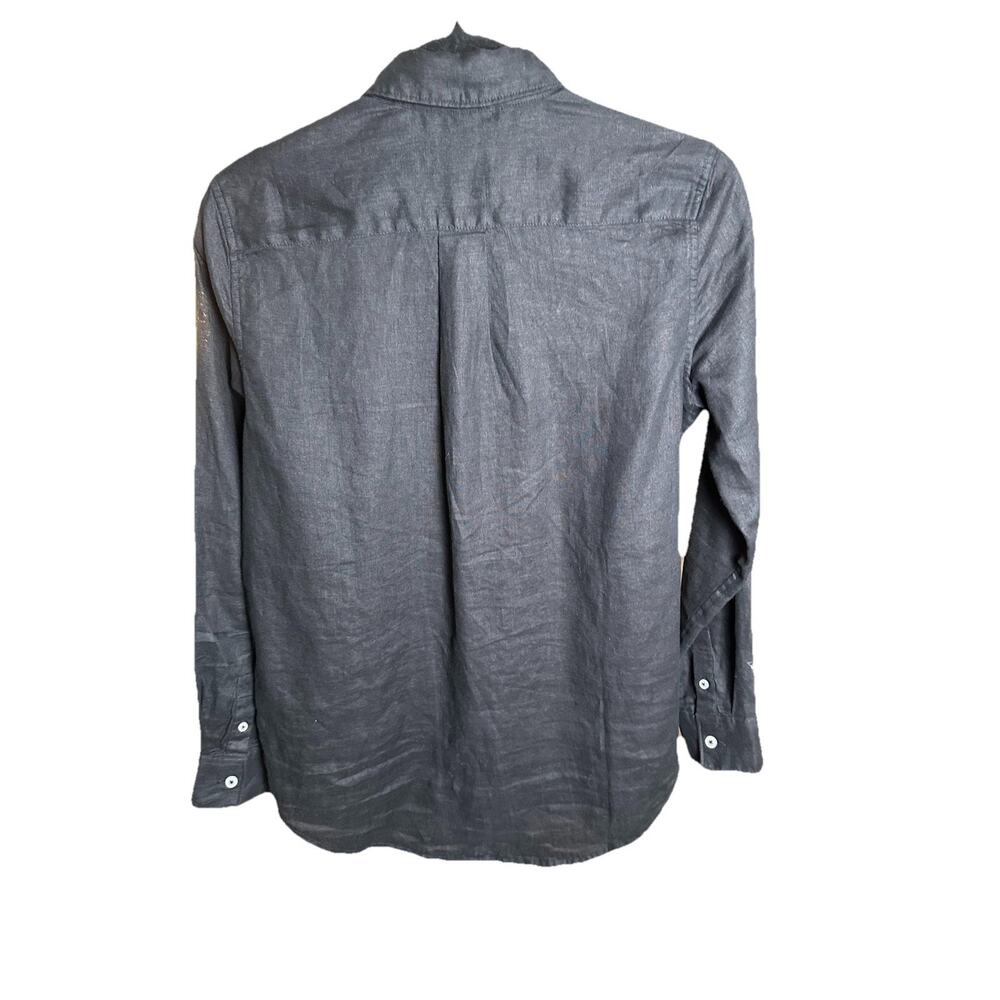 Quince Women XS Black 100% European Linen Long Sleeve Shirt - Picture 2 of 8